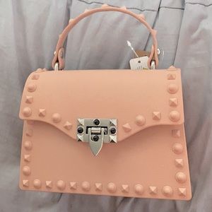 Beautiful crossbody matte pink bag with silverstud
